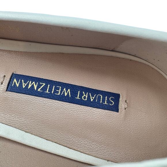 Stuart Weitzman Pumps Maeve Leather Block-Heel Women's Size 10 Cream‎ - Picture 8 of 10